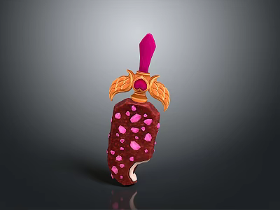 Delicious Red Popsicle With Pink Sprinkles And Decorative Orange Top 3d model