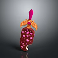 Delicious Red Popsicle With Pink Sprinkles And Decorative Orange Top