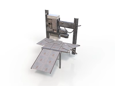 Heavy Duty Industrial Cutting Equipment With Metal Frame Platform And Mechanical Arm 3d model