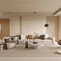 Modern Living and Dining Room Interior With Dining Table Chairs and Pendant Lights