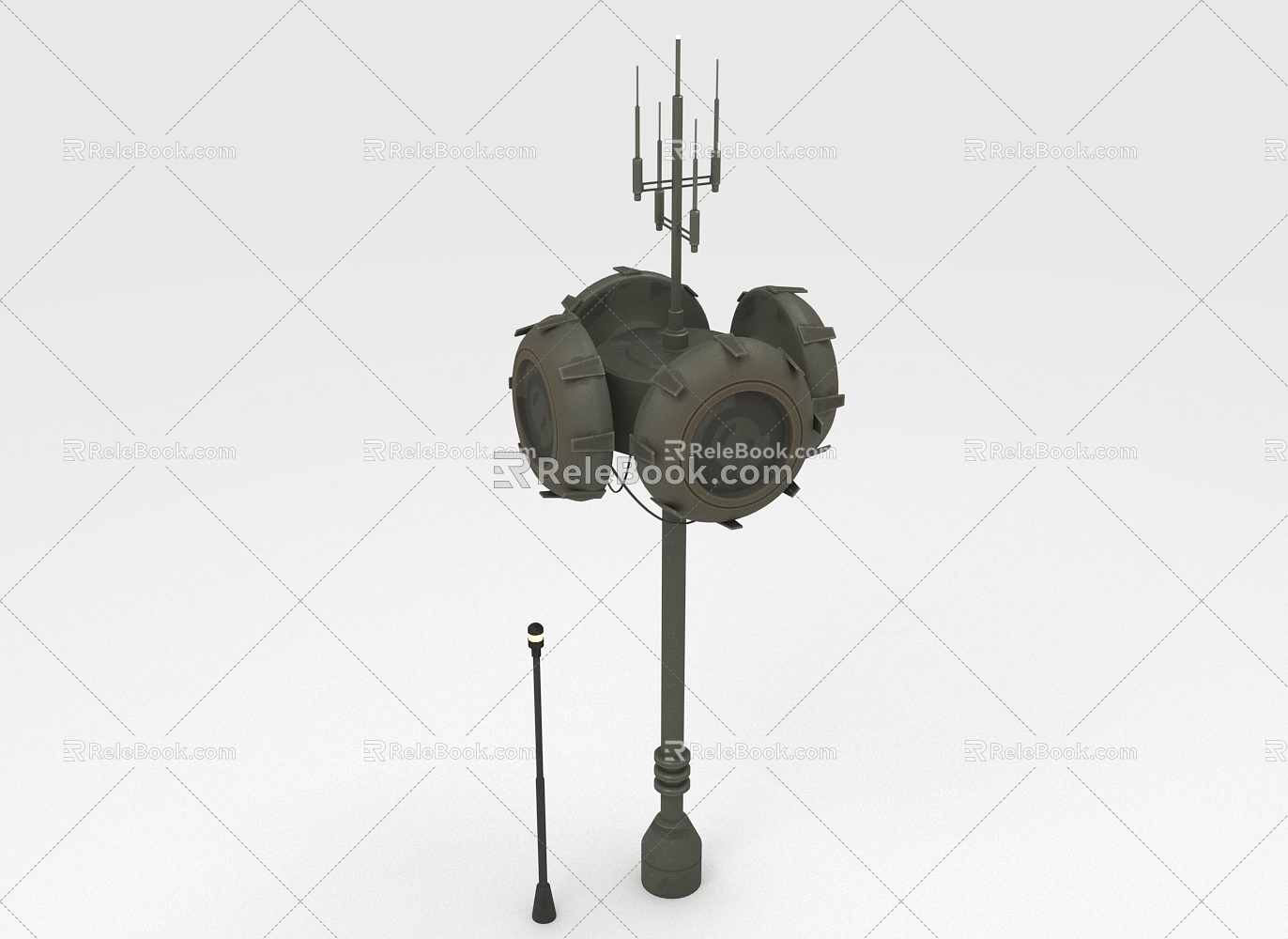 Antenna Broadcast Tower Receiving Tower Street Light 3d model