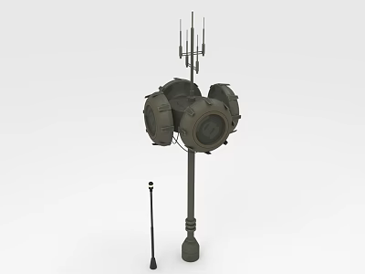 Industrial Equipment With Multiple Antennas Circular Components On Robust Metal Stand 3d model