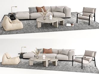 Modern Sofa Coffee Table Combination Multi-person Sofa Leisure Chair Lazy Sofa 3d model