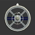 Space Station Model With Circular Module Blue Solar Panels And VASIMR Engine
