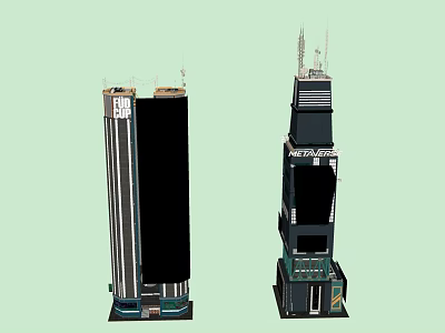 Future Architecture Featuring Two Tall Modern Futuristic Buildings With Innovative Design 3d model