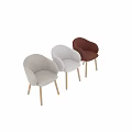 Modern Minimalist Stool With Light Beige Fabric Seat And Wooden Legs
