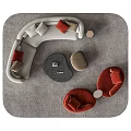 Modern Stylish Sofa And Coffee Table Set With Red Beige Couches Round Tables And Pillows