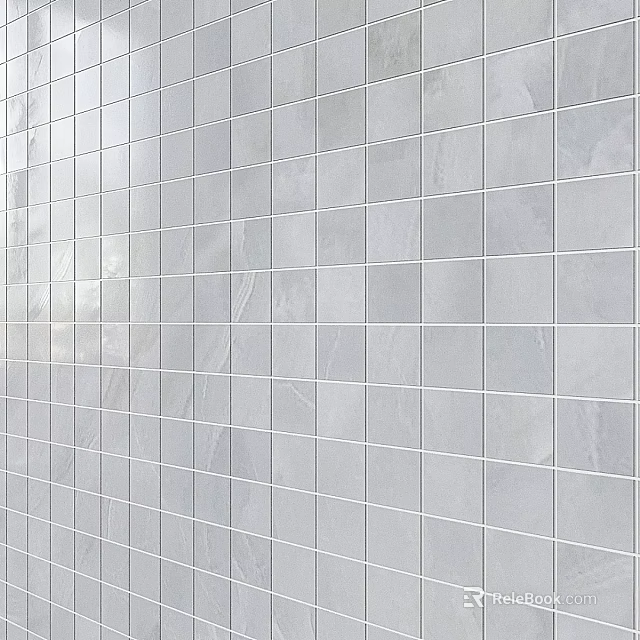 Gray Sleek Tile Wall With Uniform Square Tiles And Smooth Surface 3d model