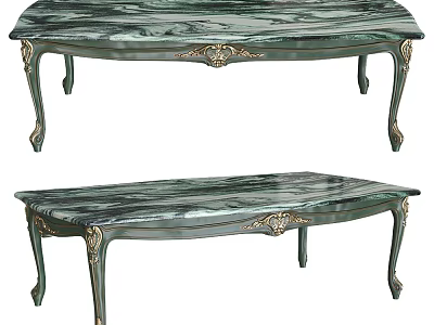 Elegant Marble Top Dining Table With Ornate Carvings And Gilded Legs 3d model