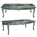 Elegant Marble Top Dining Table With Ornate Carvings And Gilded Legs