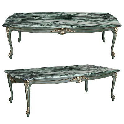 Elegant Marble Top Dining Table With Ornate Carvings And Gilded Legs 3d model