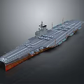 Military Aircraft Carrier Warship Featuring Large Flight Deck And Naval Vessel Design