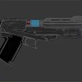 Futuristic Sci Fi Weapon With Blue Glowing Accents And Modern Tactical Design