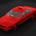 Classic Red Sedan with Sleek Body Design and Transparent Windows