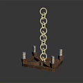 Metal Chain Decorative Stand With Wooden Base And Small Support Pillars Design