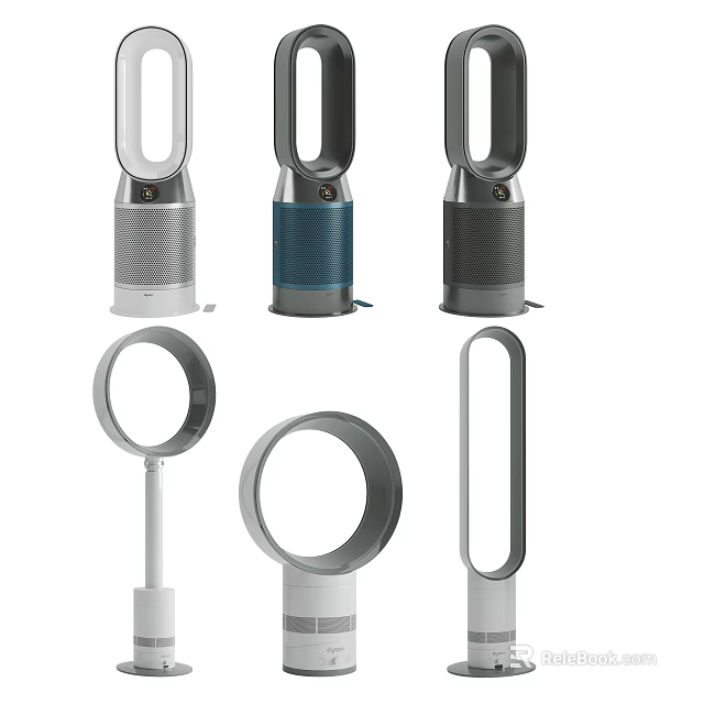 Modern Bladeless Air Conditioner Fans With Various Colors And Standing Design 3d model 