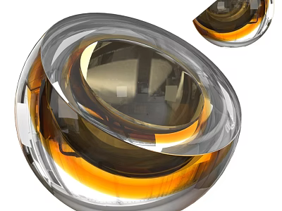 Modern Decorative Ornament Set With Transparent Golden Spherical Shiny Glass Pieces 3d model