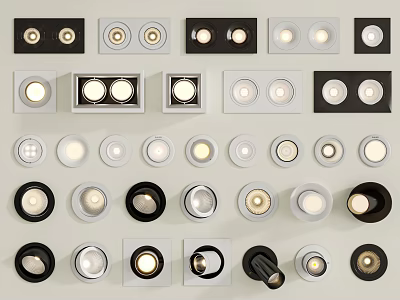 Downlights and Spotlights Various Black White Modern Design Recessed Surface Mounted Home Lighting 3d model