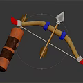 Wooden Bow And Arrow With Blue Accents Red Tips As Decorative Household Item