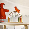 Kids Room Interior With Cloud Plant Mural Wooden Crib Toy Tricycle And Natural Light