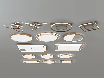 Modern Ceiling Lights with Various Circular and Rectangular Designs for Home Interior 3d model