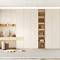 Modern Wardrobe Design With Integrated Storage Shelves Drawer Units And Decorative Items 3d model