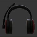 Red And Black Over Ear Headphones With Built in Microphone And Gear Logo Design