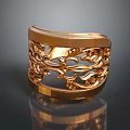 Elegant Gold Decorative Ring With Intricate Filigree Pattern And Shiny Surface 3d model