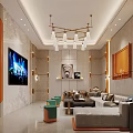 Modern KTV Interior Design With Sofa TV Chandelier And Decorative Wall