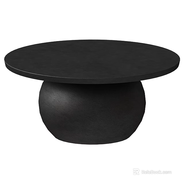 Minimalist Black Round Table With Spherical Base And Sleek Surface Design 3d model