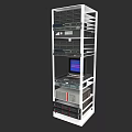 Modern Commercial Equipment Server Rack With Multiple Technical Devices And Display Screen 3d model