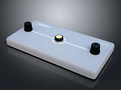 Omnibox Control Panel With White Surface Black Knobs Input Label And Yellow Indicator Light 3d model