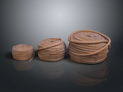 Thick Brown Coiled Ropes for Household Use with Durable Design and Tightly Wound Structure 3d model