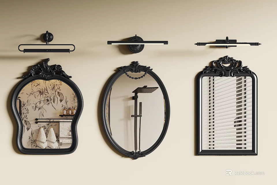 Vintage Decorative Wall Mirrors With Ornate Frames And Classic Designs 3d model