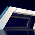 Modern Exhibition Booth Design With White Blue Illuminated Lines And Logo