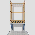 Construction Scaffolding Structure With Yellow Frames Blue Supports And Warning Stripes 3d model