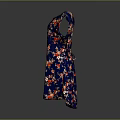 Sleeveless Dark Blue Dress With Red And White Floral Pattern For Daily Use