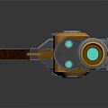 Futuristic Sci Fi Weapon With Yellow Accents And Silver Mechanical Structure 3d model