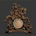 Artistic Musical Instruments And Art Supplies With Brass Warrior Figurine And Clock Ornament