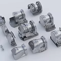Industrial Equipment Metal Components With Various Winch Assemblies Different Sizes And Mechanical Parts