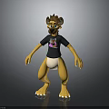 Yellow Cartoon Animal Character With Brown Fur Black T shirt And White Lower Garment