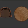 Wicker Armchair And Round Table With Wooden Top For Home Furniture Design