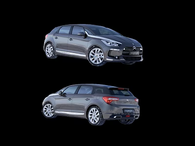Gray Hatchback Car With Modern Design Front And Rear Views 3d model