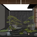 Traditional Japanese Garden with Dry Landscape Stepping Stones Pine Trees Stone Lanterns and Mossy Ground