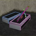 Tactical Rifle Resting On Black Metal Storage Cases In Stone Wall Corner