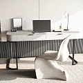 Desk and Chair Combination Study Desk Computer Desk Single Chair Computer Desk Lamp 3d model