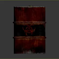 Rusty Red And Black Metal Barrel With Skull Hazard Symbol On Surface
