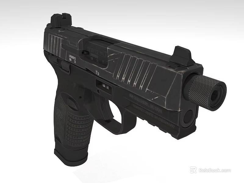 Modern Black Tactical Pistol With Textured Grip And Sight Mount Design 3d model 