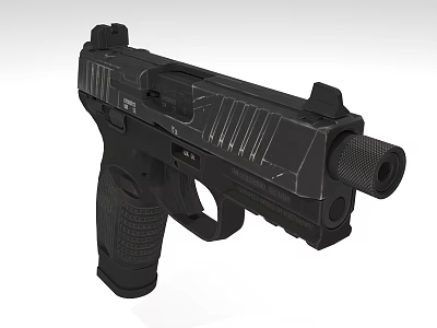 Modern Black Tactical Pistol With Textured Grip And Sight Mount Design 3d model