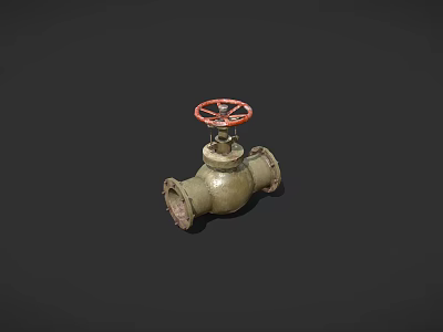 Industrial Pipeline Valve With Red Wheel Handle And Metal Body Structure 3d model